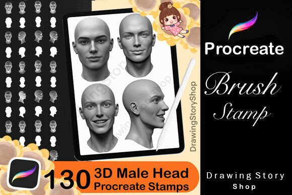 130 Procreate 3D Male Heads Stamp: A Powerful Tool for Digital Artists