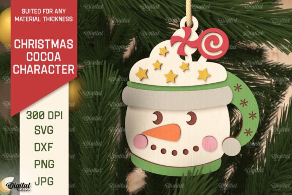3D Christmas Cocoa Snowman Laser Cut