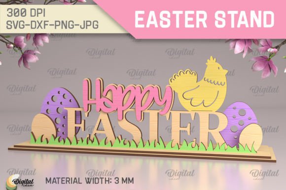 3D Easter Stand Laser Cut. Easter Chick