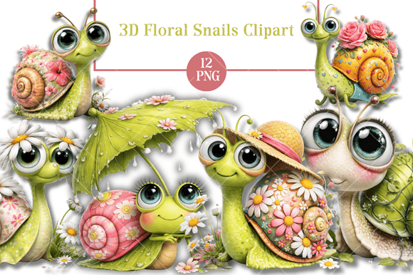 3D Floral Snails Clipart – Creative Uses and Real-World Applications