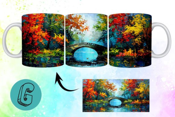 3D Oil Paint Autumn Park Mug Wrap 19: A Creative Tool for DIY Enthusiasts