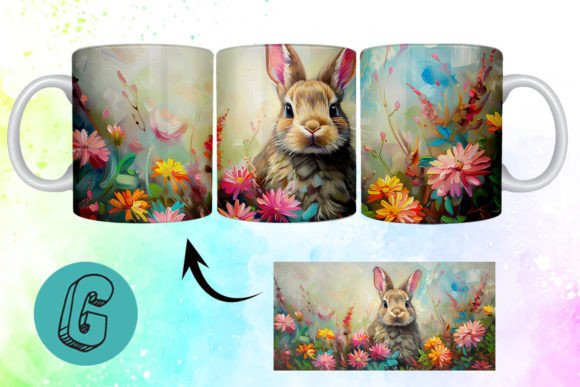 3D Oil Paint Easter Bunny Mug Wrap 07: A Creative Solution for DIY Enthusiasts