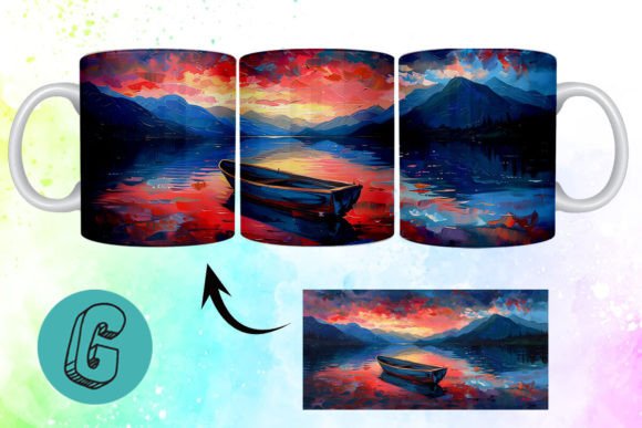 3D Oil Paint Lonely Boat Mug Wrap 01: A Creative Tool for Artists and DIY Enthusiasts
