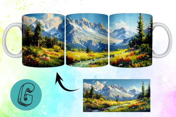 3D Oil Paint Mountain Mug Wrap 14: A Creative Tool for DIY Enthusiasts