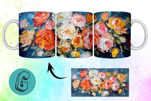 3D Oil Paint Pretty Flowers Mug Wrap 16: A Creative Tool for DIY Enthusiasts