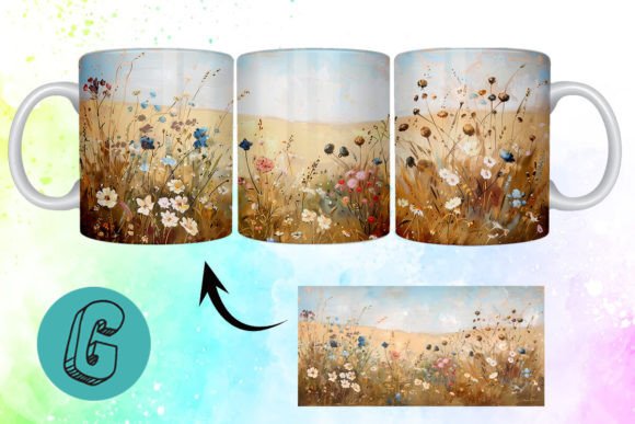 3D Oil Paint Wildflowers Mug Wrap 04: A Versatile Digital Art Resource for Creative Projects
