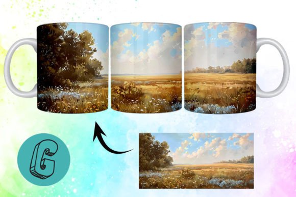 3D Oil Paint Wildflowers Mug Wrap 05