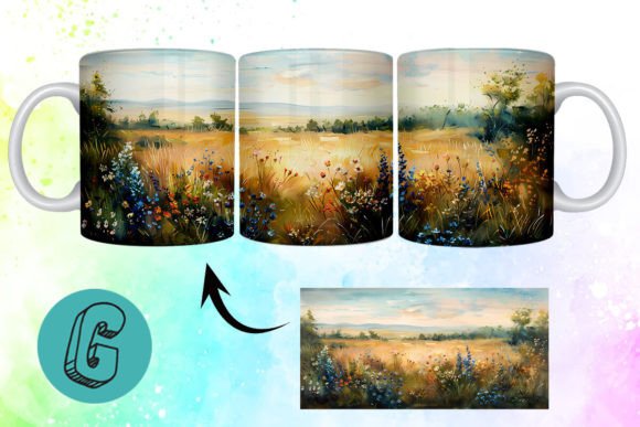 3D Oil Paint Wildflowers Mug Wrap 10