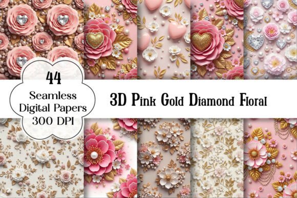 3D Pink Gold Diamond Floral Digital: A Versatile Design for Modern Luxury Projects