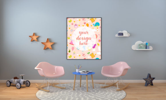 A 3D Kids Room or Nursery Empty Frame for Creative Expression and Branding
