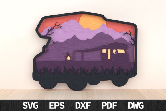 Camper Sunset 3D Layered Wall Art: A Versatile Creative Resource