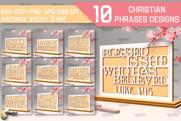 Christian Phrases SVG Bundle: 3D Signs for Creative and Faith-Based Design Projects