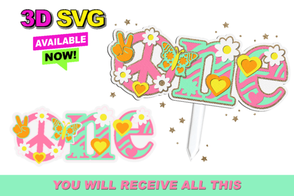 Enhance Your Designs with Groovy One Birthday Topper 3D SVG