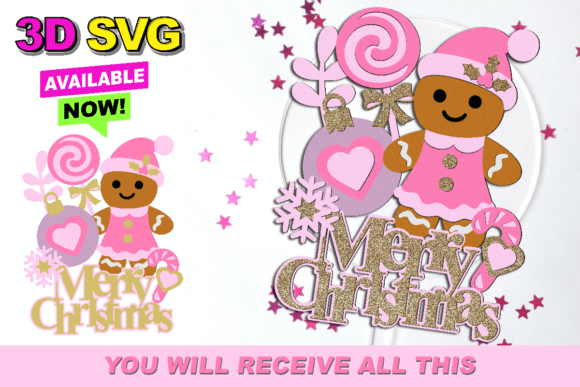 Gingerbread Pink Christmas Topper 3D SVG: A Creative Spark for Holiday Projects