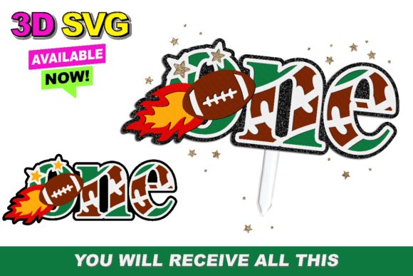 One Football Cake Topper 3D SVG – A Creative Addition for Any Football-Themed Celebration