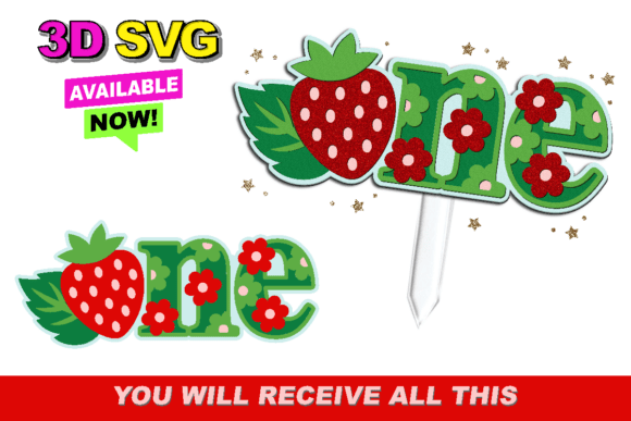 One Strawberry Cake Topper 3D SVG: A Versatile Digital Asset for Creative Projects