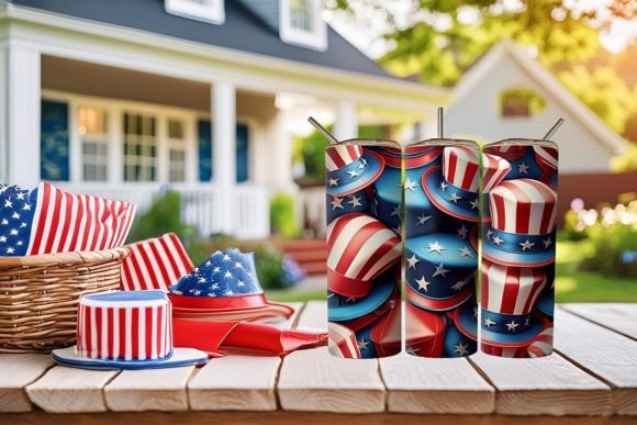Patriotic 3D Hats 20oz Tumbler Wrap
