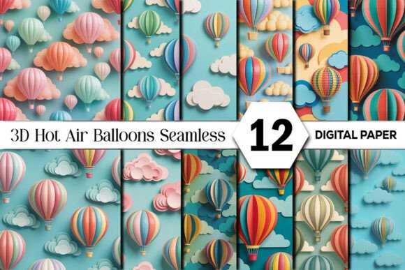 Transform Your Creative Projects with 3D Hot Air Balloons Seamless Pages