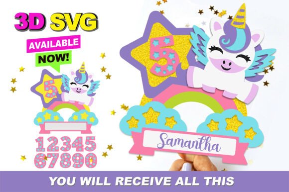 Unicorn Rainbow Cake Topper 3D SVG: A Versatile Design Resource for Creators